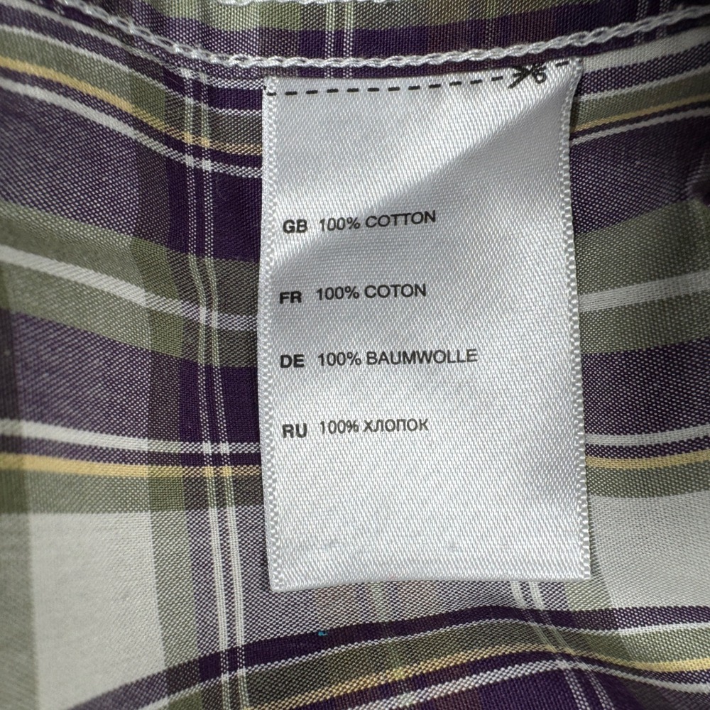 Oak Hill Button Down Shirt Big Mens 3XL Purple Plaid Wrinkle Free Cotton XXXL - Picture 7 of 13